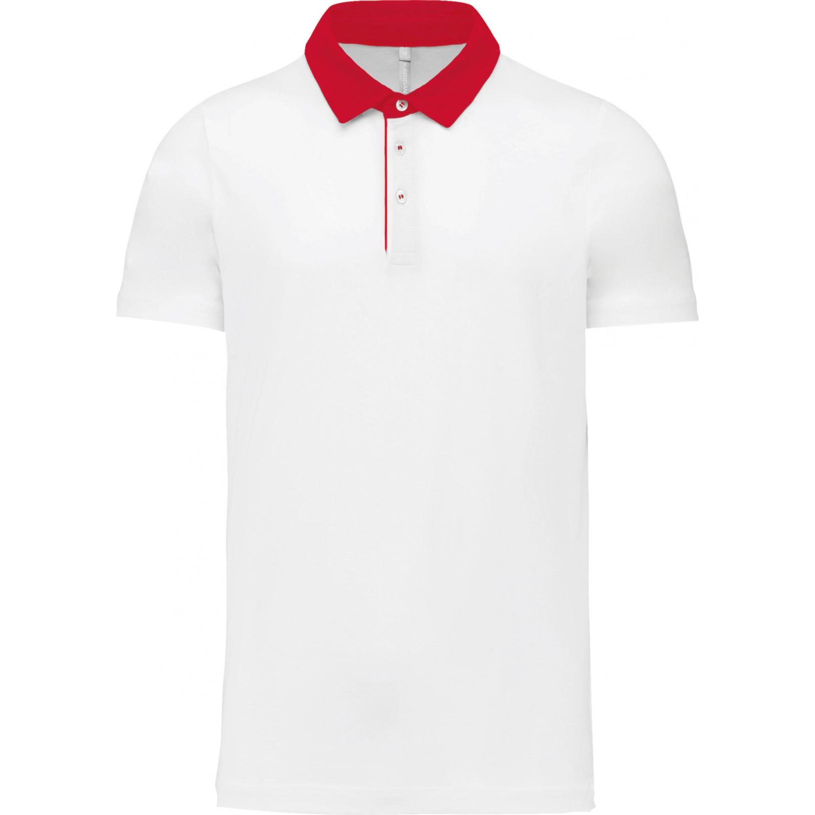Kariban, Herren, Shirt, Jersey-Poloshirt, Weiss, Rot, (S)