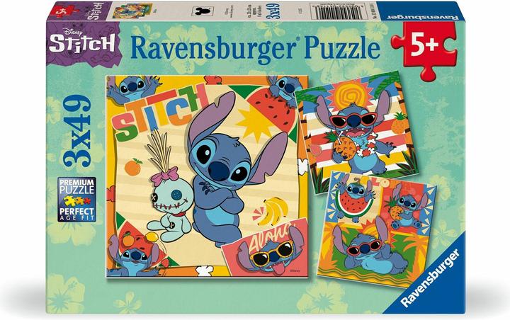 Immagine prodotto Ravensburger Puzzle per bambini - 12004114 Disney Stitch - Puzzle per bambini dai 5 anni in su, con 3x49 (49 pezzi)