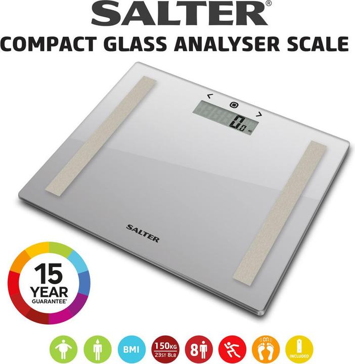 Productafbeelding Salter 9113 SV3RAREU16 Compacte Glazen Badkamerweegschaal - Zilver (150 kg)