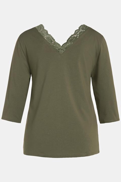 Produktbild Ulla Popken Pyjamashirt, Spitze, V-Ausschnitt, 3/4-Arm (54)