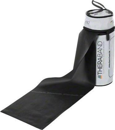 TheraBand 2.50m incl. door anchor + bag black Resistance 3.3kg Terrabands gymnastic band Fitnessba (2.50 m, Extra strength)