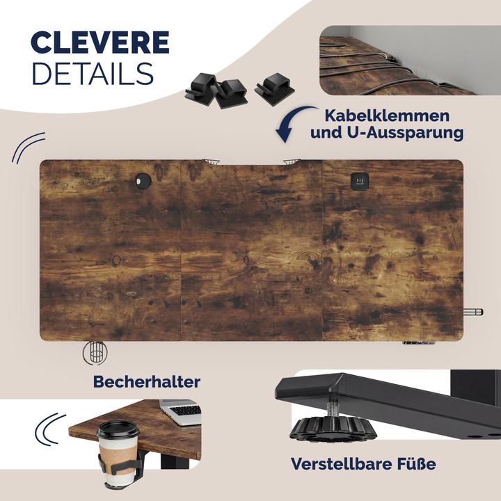 Image du produit Casaria Höhenverstellbarer Schreibtisch (160 x 70 x 72 cm)