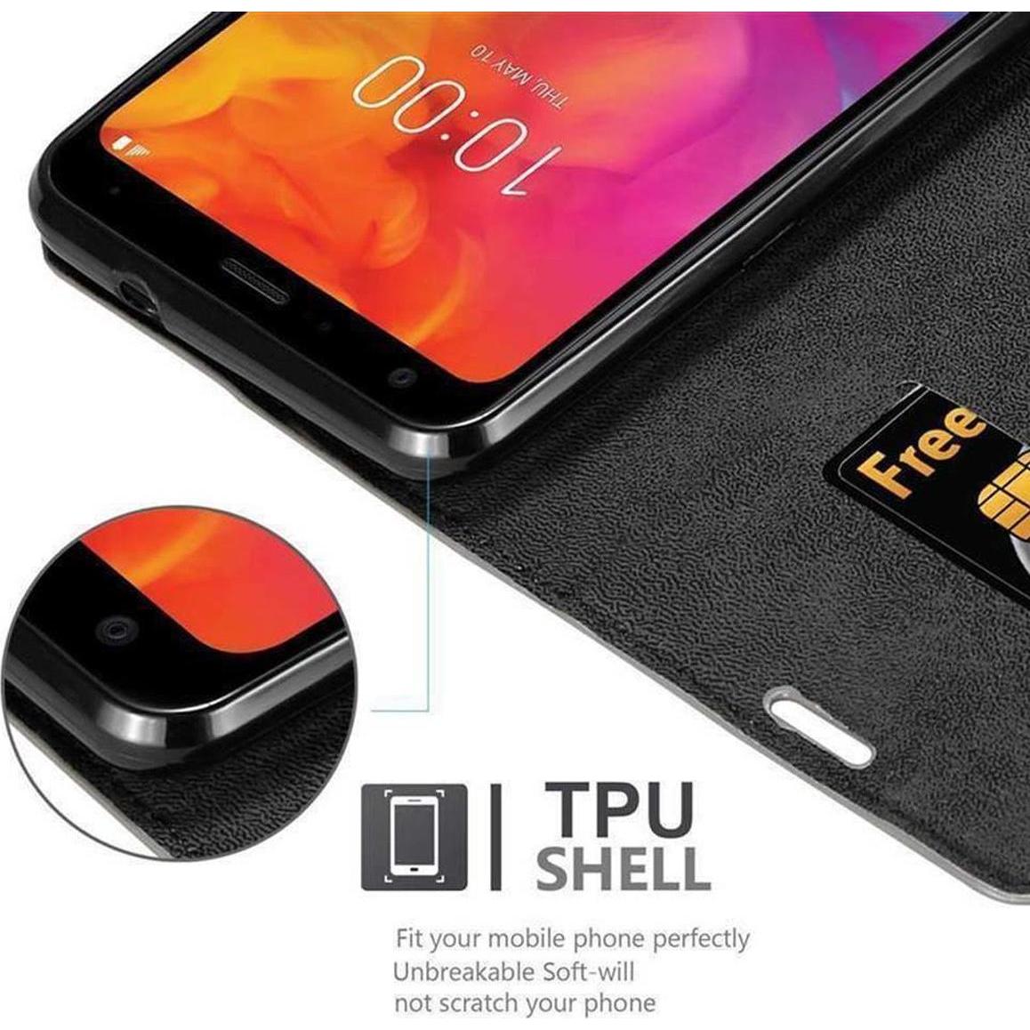 Thumbnail - Cadorabo Book Invisible Magnet Cover (LG Q7a), Smartphone Hülle, Braun