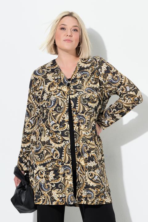 Immagine prodotto Ulla Popken Giacca di jersey dal taglio svasato con Paisley, scollo a V e maniche lunghe (54)