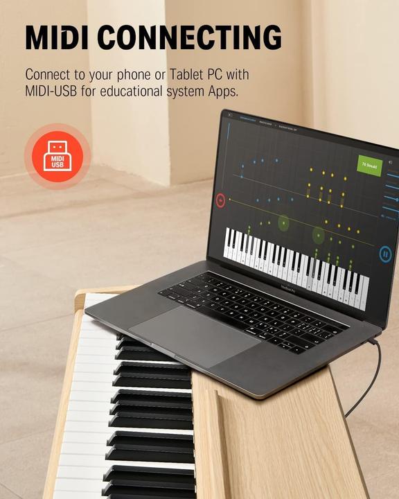 Image du produit Donner Piano numérique 88 touches avec mécanisme à marteaux, polyphonie 128 et connectivité USB-MIDI (88 Boutons)