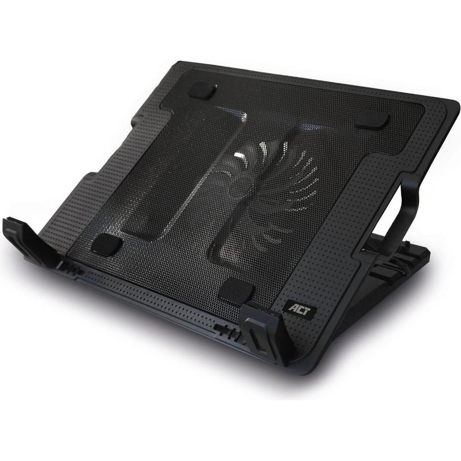 ACT Laptop cooling stand, up to 17", adjustable height (5 positions), 2-port hub, Notebook Ständer, Schwarz