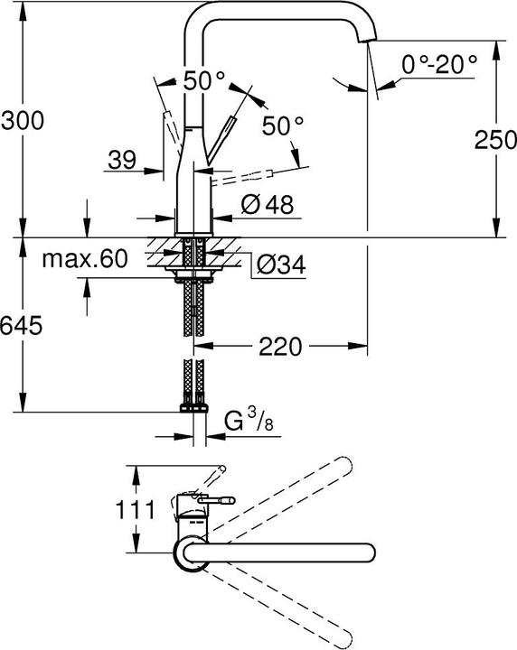 Actual product image Grohe Kitchen mixer with single-lever mixer Essence New cool sunrise brushed 30269