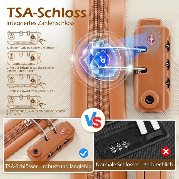 Actual product image Coolife 3-teiliges Handgepäckkofferset mit TSA-Schloss, Kulturtasche und erweiterbarer Reisetasche (47 l)