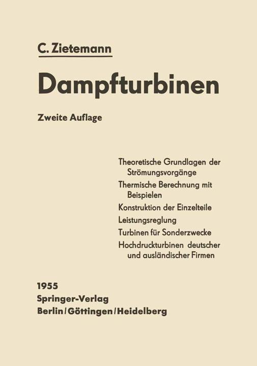 Produktbild Die Dampfturbinen (Deutsch, Constantin Zietemann, 2012)