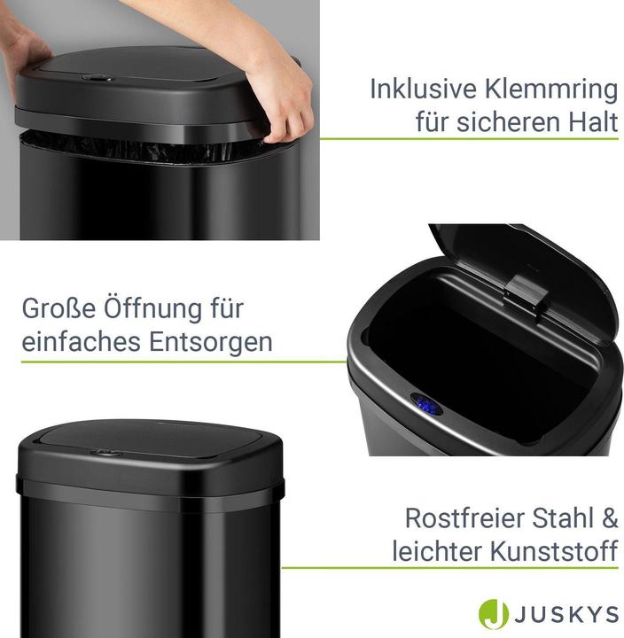 Image du produit Juskys Mülleimer 60L viereckig mit Sensor - Schwarz (60 l)
