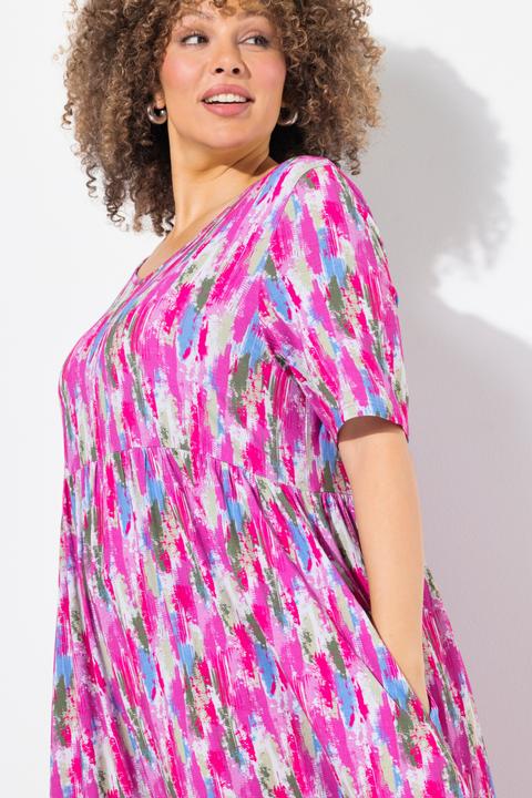 Produktbild Ulla Popken Jersey-Midikleid, A-Linie, V-Ausschnitt, Halbarm (54)