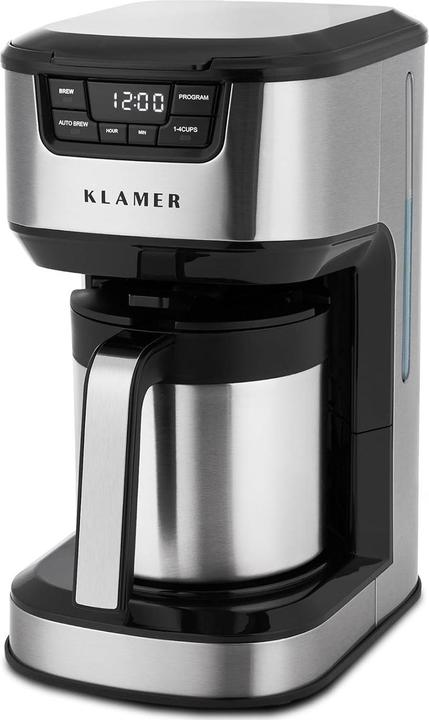 KLAMER Filterkaffeemaschine mit Thermoskanne, Kaffeebereiter mit 1,25L Fassungsvermögen, Startz…