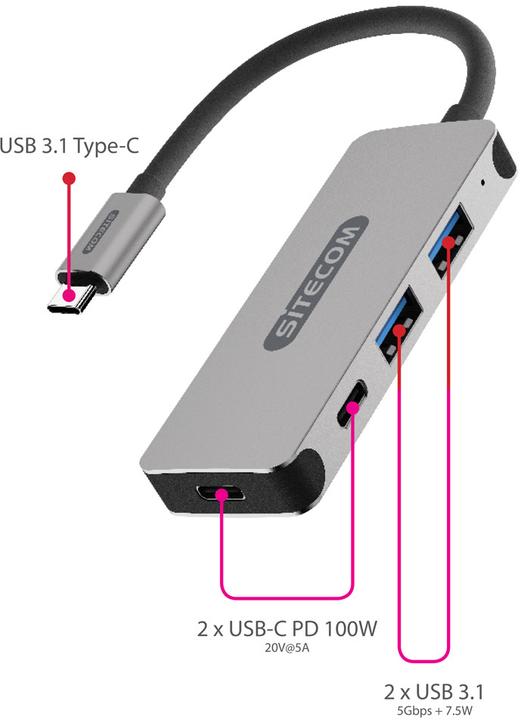Produktbild Sitecom CN 384 (USB-C, 4 Ports)