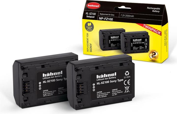 Actual product image Hähnel HL-XZ100, 2pcs camera battery replaces original battery NP-FZ100 7.2 V 2000 mAh (Camera battery)