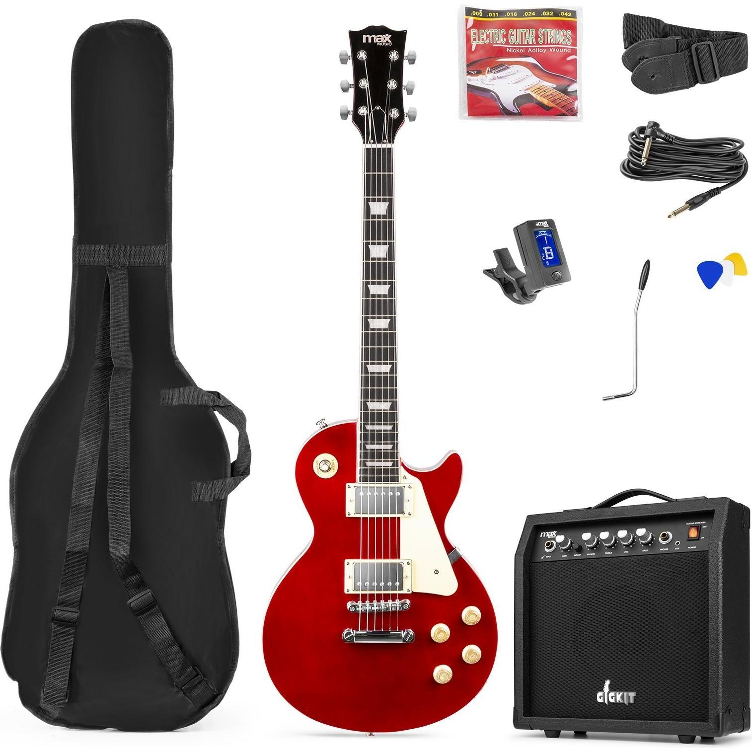 Max Music Chitarra elettrica GigKit LP Style Rosso (Chitarra elettrica, Tiglio), Chitarra, Rosso