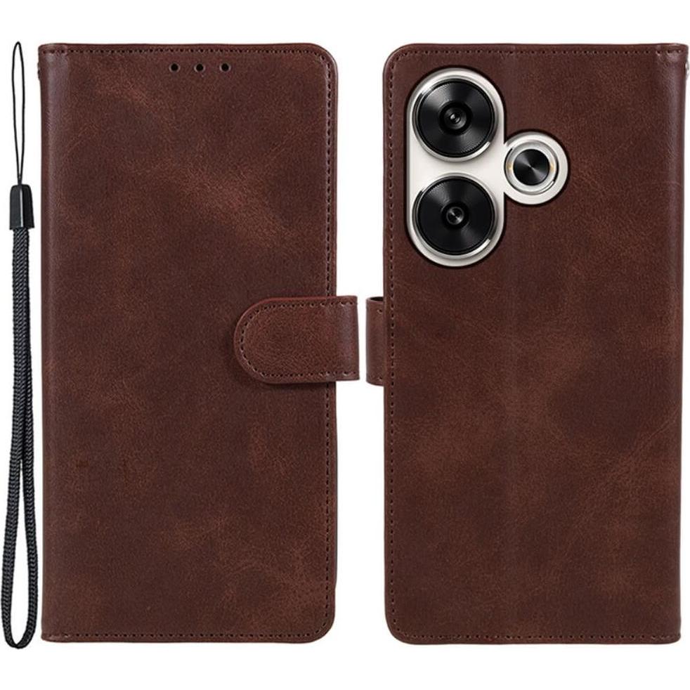 Cover-Discount Xiaomi Poco F6 - Leder Etui Hülle (Xiaomi Poco F6), Smartphone Hülle, Braun