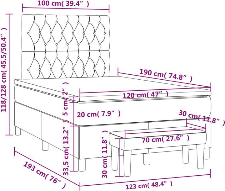 Actual product image vidaXL Boxspringbett (120 x 190 cm)