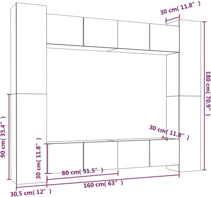 Produktbild VidaXL Cruz (80 x 30 x 30 cm)
