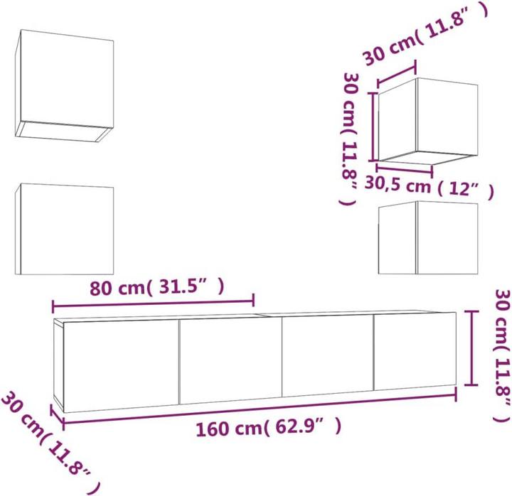 Produktbild vidaXL TV-Schrank-Set (80 x 30 x 30 cm)