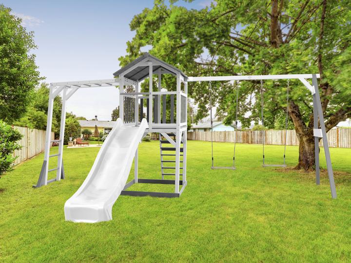 Image du produit Axi Beach Tower Tour de jeux avec portique et balançoire double - Toboggan blanc