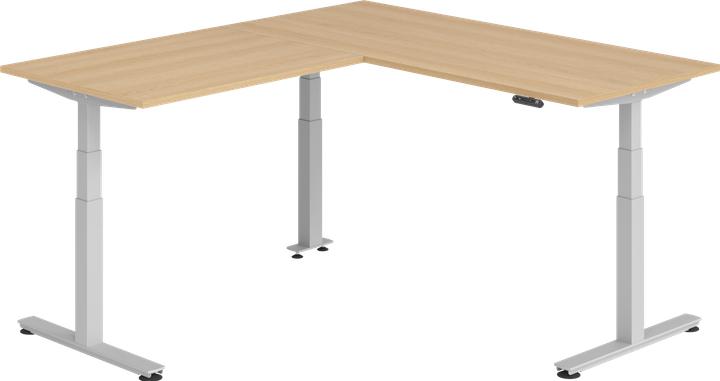 Produktbild Hammerbacher Sitz-Steh-Winkeltisch 180x200cm Eiche/Silber