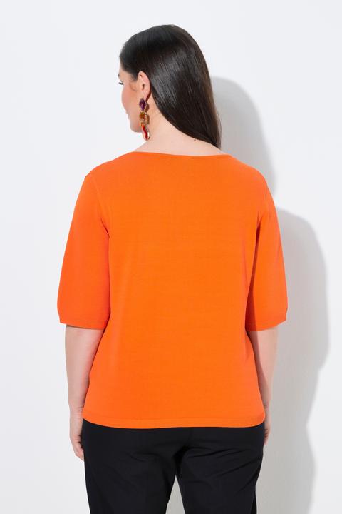 Produktbild Ulla Popken Pullover, elastischer Saum, V-Ausschnitt, Halbarm (54)