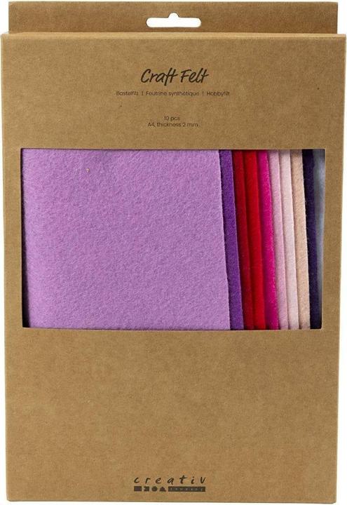 Actual product image Creativ Company Bastelfilz 10 Stück, Sortiert, Lila-Pink, Detailfarbe