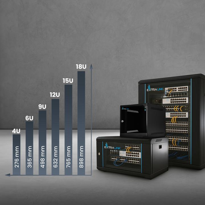 Productafbeelding Extralink LITE 6U 10" REK 280X310 WANDGEMONTEERD ZWART (6 HE, 10 inch rek)