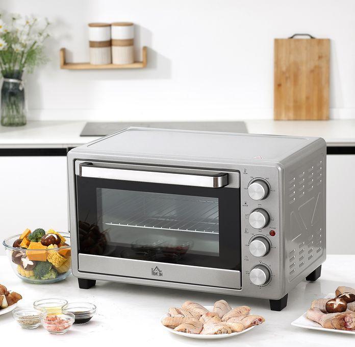 Image du produit Swisshandel24 Mini-four 32L 1600W Mini four électrique avec bac à scories Métal Inox Verre Argent