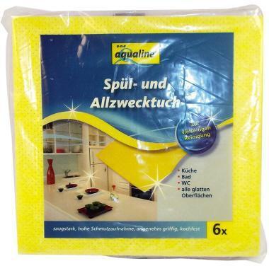 Produktbild Aqualine Putztuch 38 x 38 cm (B x L) 82 % Viskose 18 % Polypropylen 2 x blau 2 x gelb 2 x rosa 6 St./Pack. (1 Stk.)