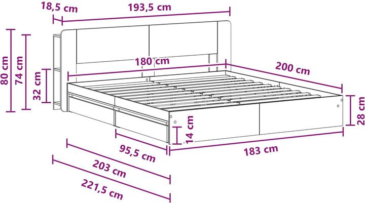 Produktbild vidaXL Bettrahmen (180 x 200 cm)