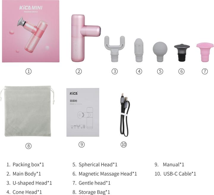 Immagine prodotto FeiYu Tech Feiyutech, Pistola per massaggi Kica Mini, Rosa (4 Passi)