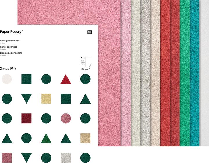 Produktbild Rico Design Glitterpapier "Xmas" (180 g/m², 10 x)