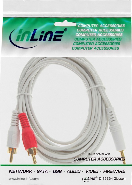 Immagine prodotto InLine Cavo a pinza/jack (2 m, Cinch, Connettore da 3,5 mm (AUX))