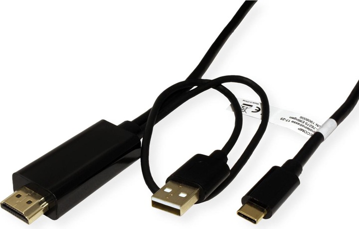 Actual product image Roline USB Type C HDMI + USB A adapter cable, ST/ST, 2 m (2 m, HDMI)