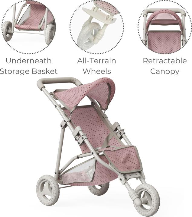 Produktbild Teamson Olivia's Little World Jogging-Puppenwagen Polka Dot Princess, fr Babypuppen, Pink Grau