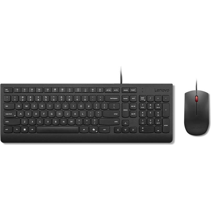 Lenovo Essential Wired Combo Keyboard and Mouse (US English 103P) (US, Kabelgebunden), Tastatur, Sch
