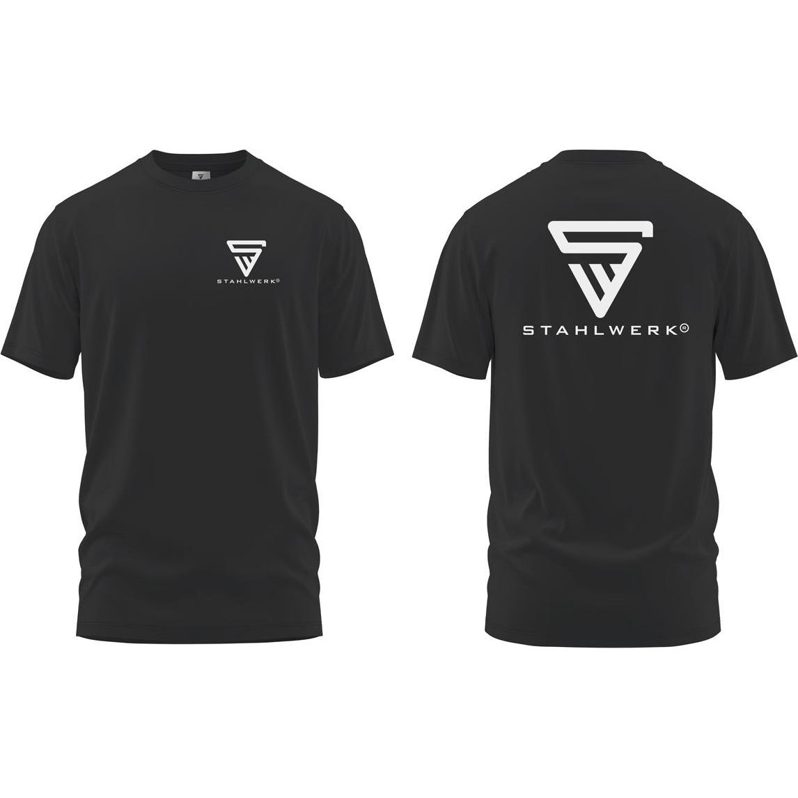 Thumbnail - Stahlwerk, Herren, Hemd, T-Shirt Schwarz Grösse XXXL Kurzarm-Hemd mit Logo-Print 100% Baumwolle, Schwarz, (3XL)