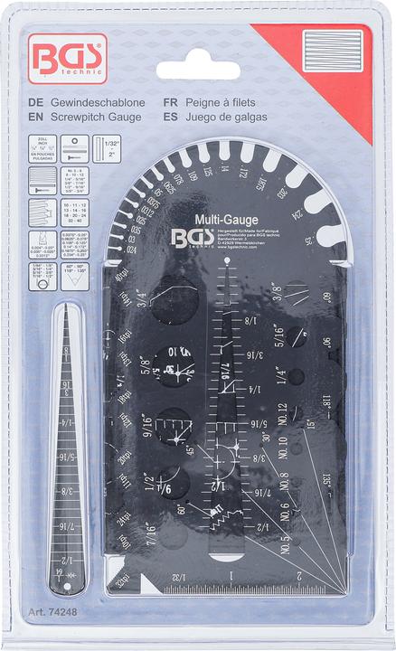 Actual product image BGS Screwpitch Gauge and Thread Template | Inch Sizes | 1/4 - 2"