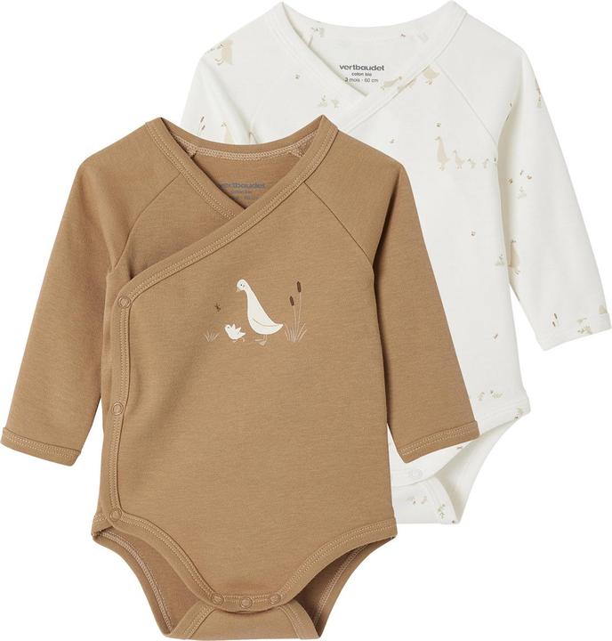 Produktbild Vertbaudet Bio-Kollektion: 2er-Pack Baby Wickelbodys mit langen Ärmeln (68)