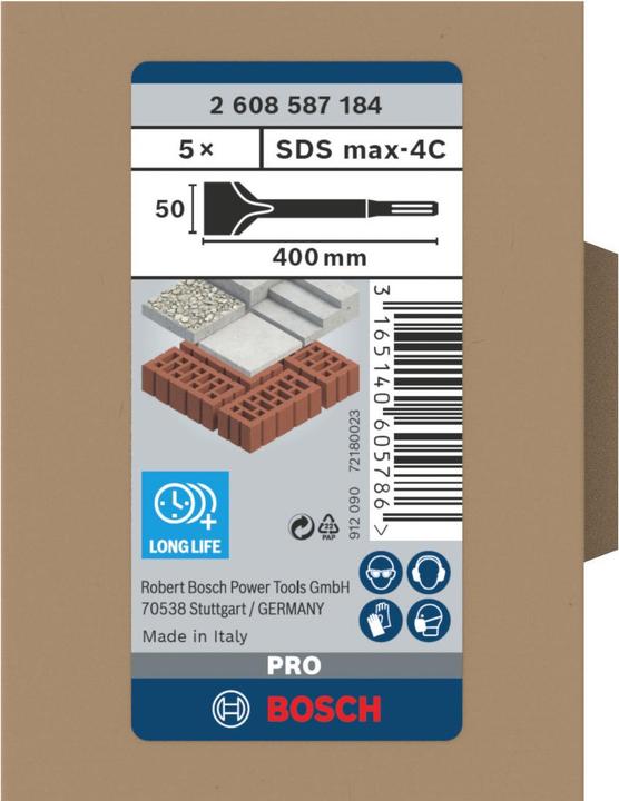Image du produit Bosch Professional Zubehör PRO SDS max-4C Jeu de burins à bêcher, 50 x 400 mm (50 mm)