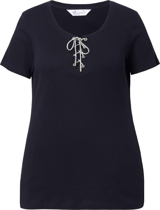 Produktbild Miamoda T-Shirt, Slim Fit, Glitzersteinchen-Bindeband (46)