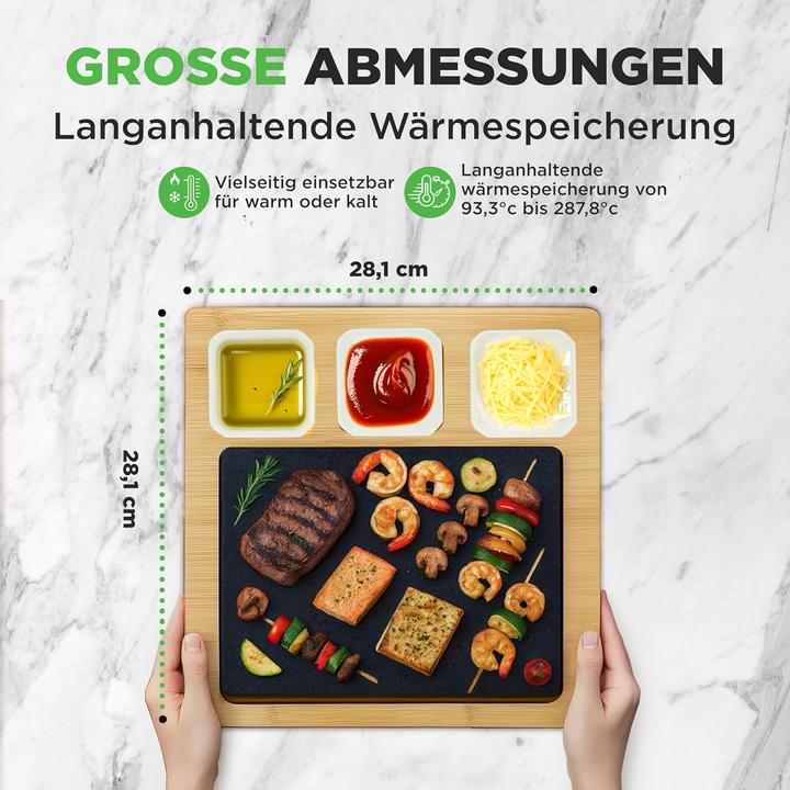 Produktbild Nutrichef Heisser Stein Tischgrill-Set mit Bambus & Keramik
