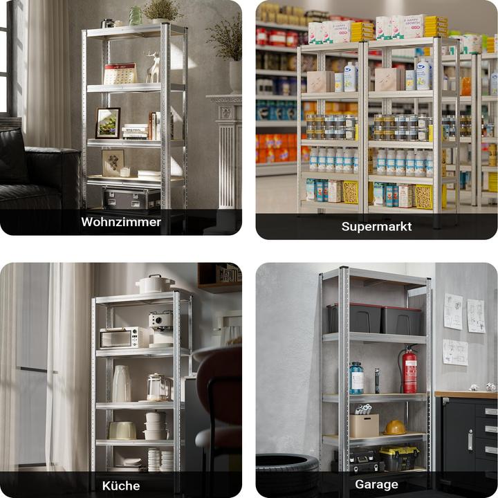 Image du produit Wiltec Étagère Charges lourdes Acier galvanisé 154x75x30cm 875kg Rayonnage emboîtable 5 Niveaux