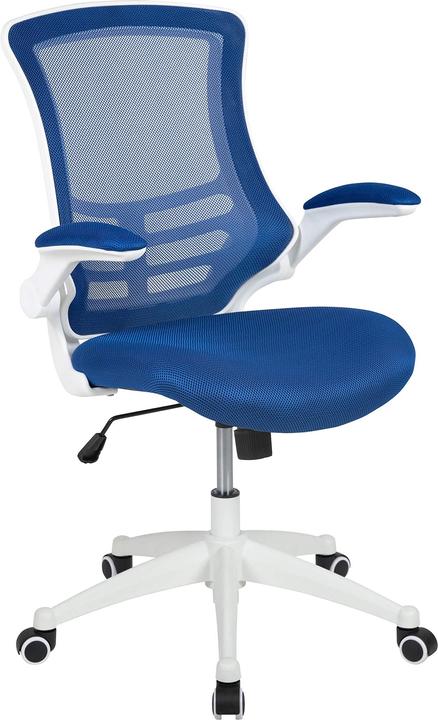 Produktbild Flash Furniture Ergonomischer Schreibtischstuhl, Blauer Netzstoff, Weisser Rahmen