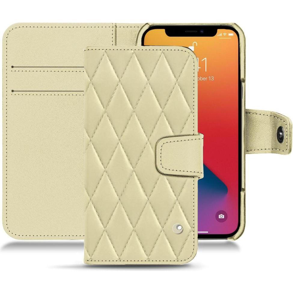 Noreve Lederschutzhülle Wallet (Apple iPhone 13 Pro), Smartphone Hülle, Beige