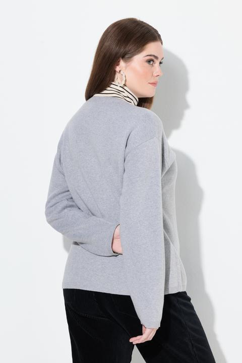 Produktbild Ulla Popken Strickjacke, Zipper, V-Ausschnitt, Langarm (58)