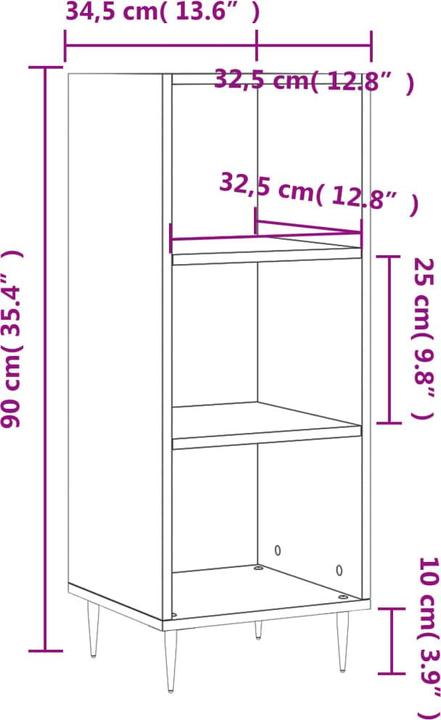 Produktbild vidaXL Sideboard (34.50 x 32.50 x 90 cm)