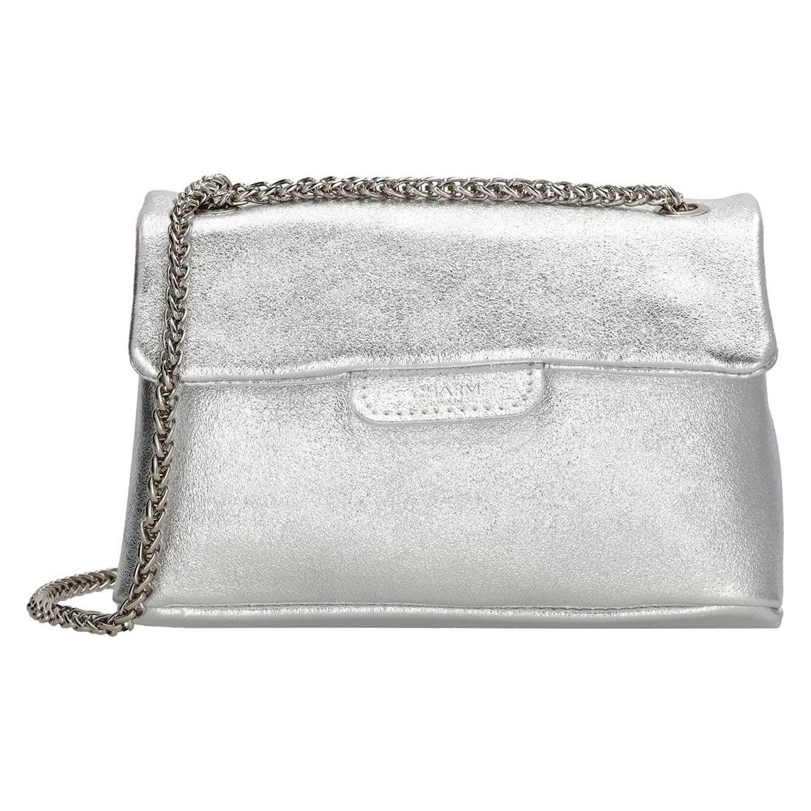 Charm, Vrouwen, Handtas, London Anna Crossbody Schoudertas Avondtasje - Zilver - 100% Leer, Zilver