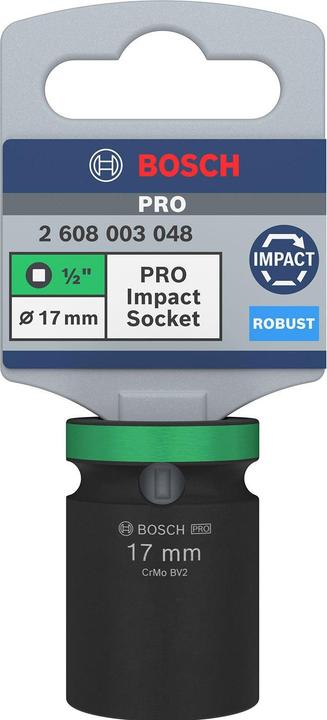 Produktbild Bosch Professional Zubehör PRO Impact Steckschlüsseleinsatz, 1/2", 17 mm, Standard (17 mm)